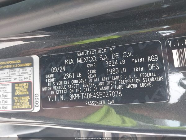 2025 KIA K4 LXS