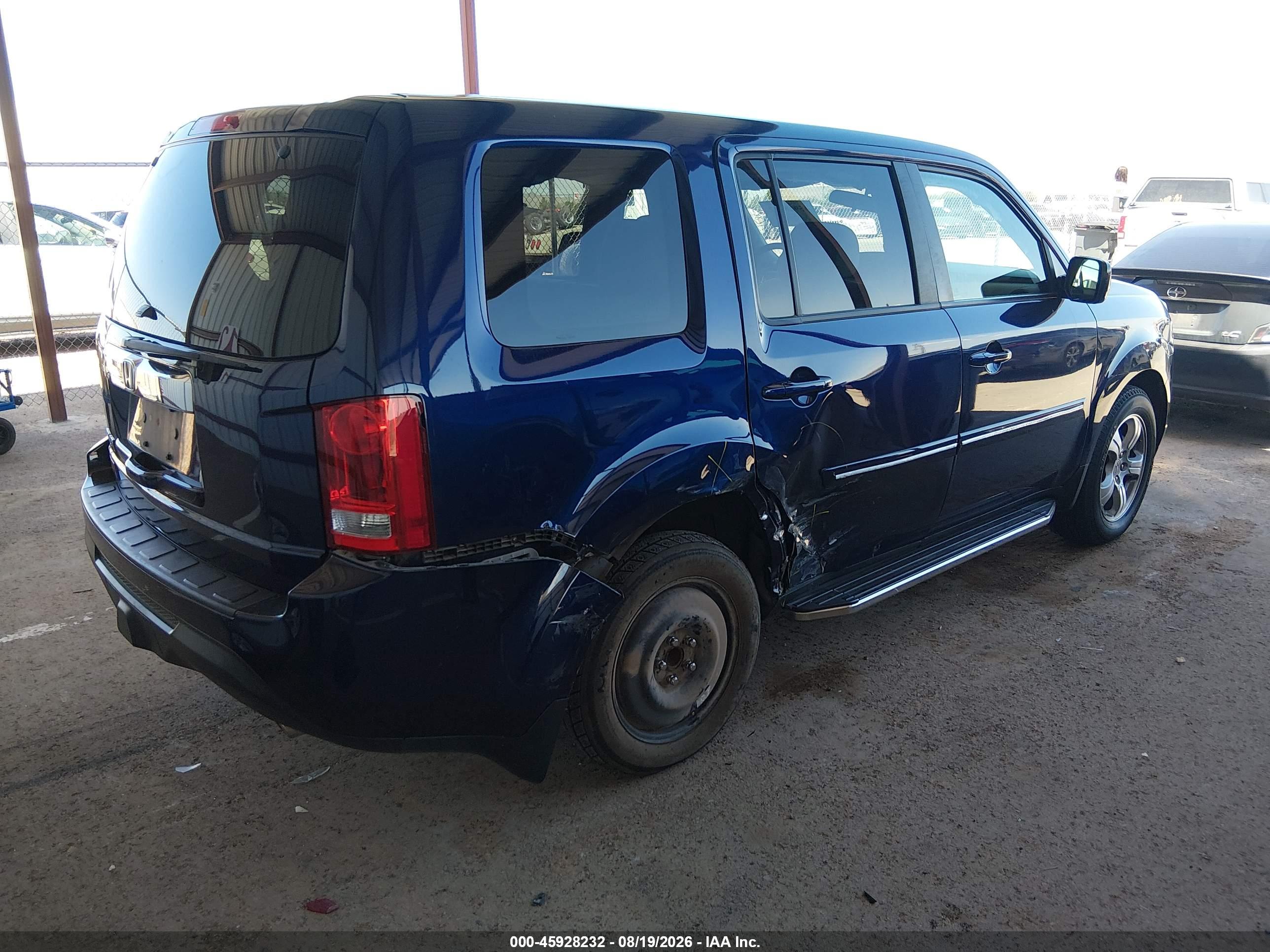 2013 HONDA PILOT EX — I4