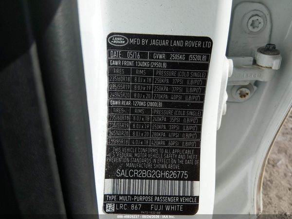 2016 LAND ROVER DISCOVERY SPORT HSE — I9