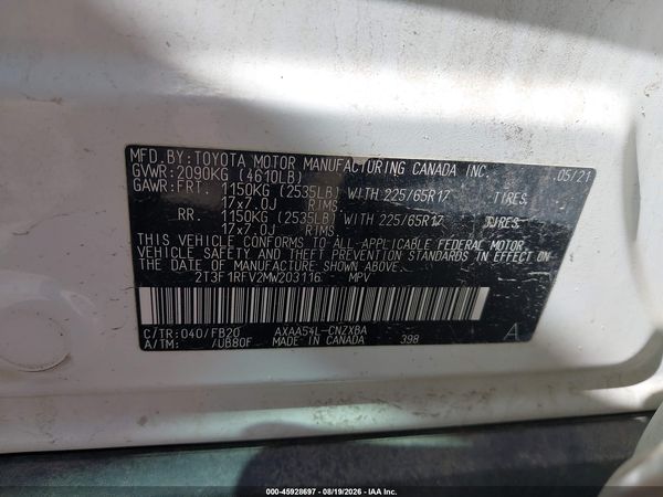 2021 TOYOTA RAV4 LE