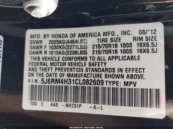 2012 HONDA CR-V LX