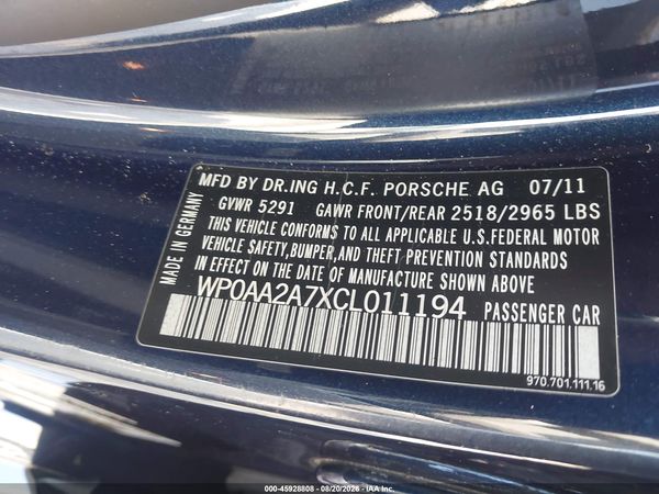 2012 PORSCHE PANAMERA 4