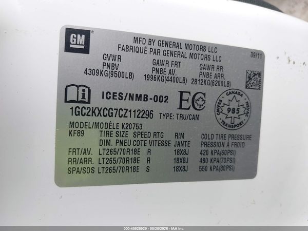2012 CHEVROLET SILVERADO 2500HD LT — I9
