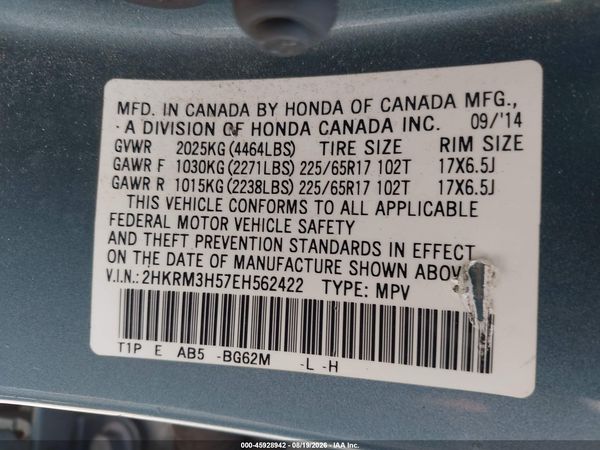 2014 HONDA CR-V EX — I9