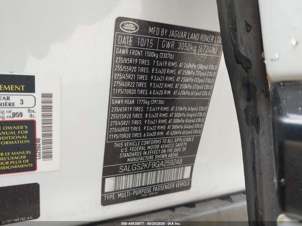 2016 LAND ROVER RANGE ROVER