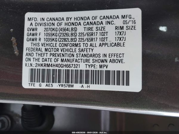 2016 HONDA CR-V SE