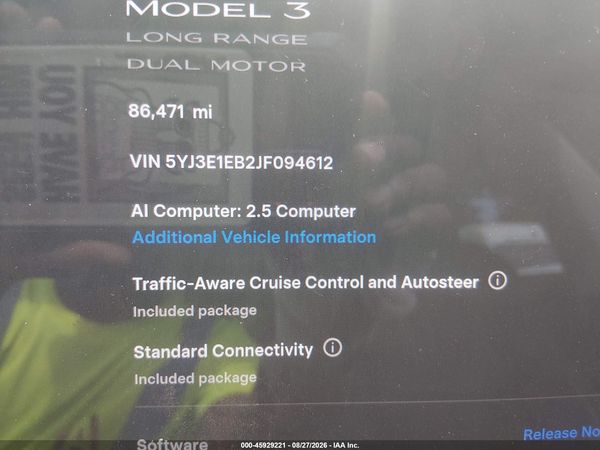 2018 TESLA MODEL 3 LONG RANGE/PERFORMANCE — I118