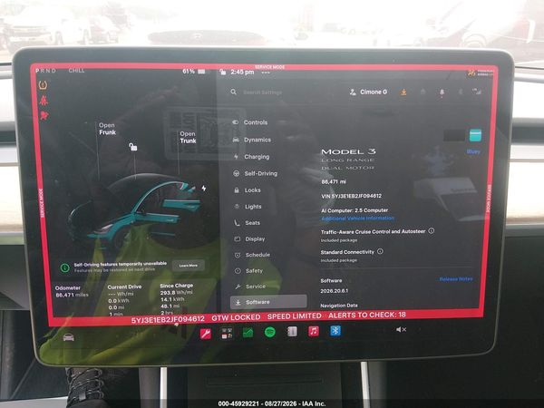 2018 TESLA MODEL 3 LONG RANGE/PERFORMANCE — I132