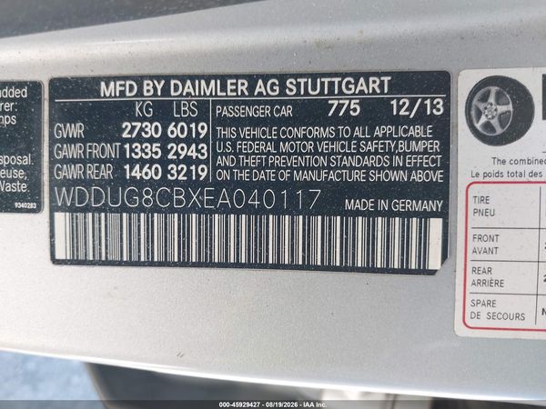 2014 MERCEDES-BENZ S 550 S550