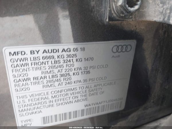 2018 AUDI Q7 3.0T PREMIUM