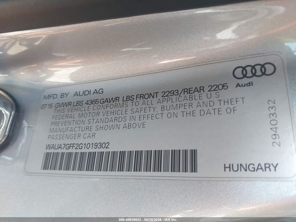2016 AUDI A3 1.8T PREMIUM
