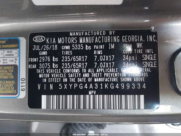 2019 KIA SORENTO 2.4L L
