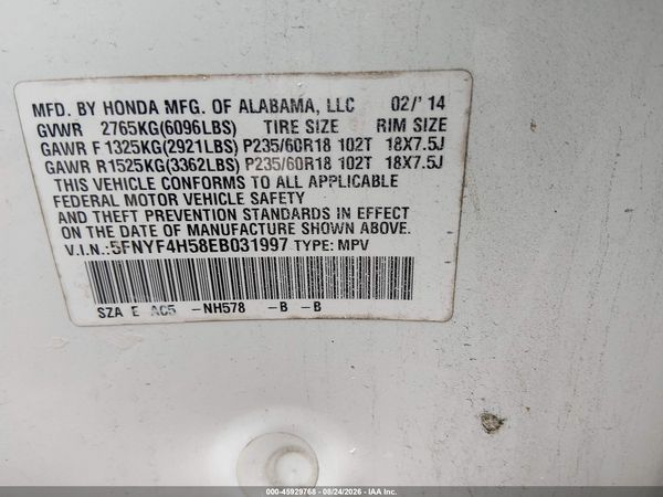 2014 HONDA PILOT EX-L