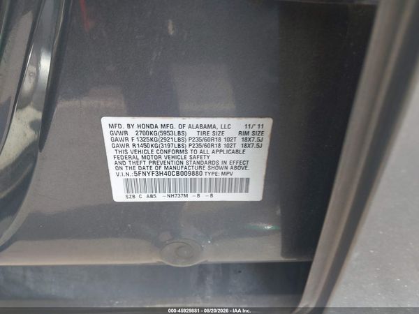 2012 HONDA PILOT EX