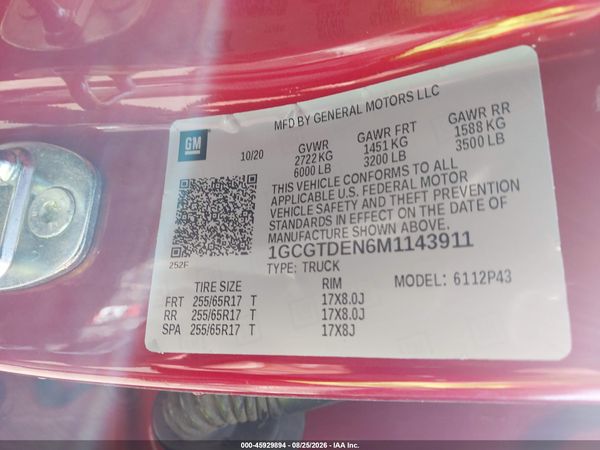 2021 CHEVROLET COLORADO Z71 — I9