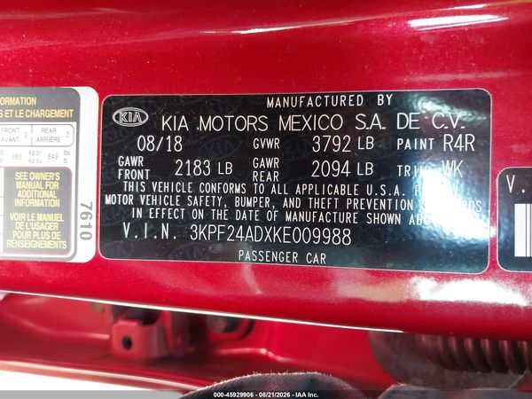 2019 KIA FORTE LXS