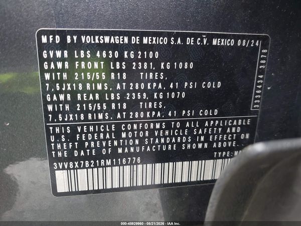2024 VOLKSWAGEN TAOS 1.5T S — I9