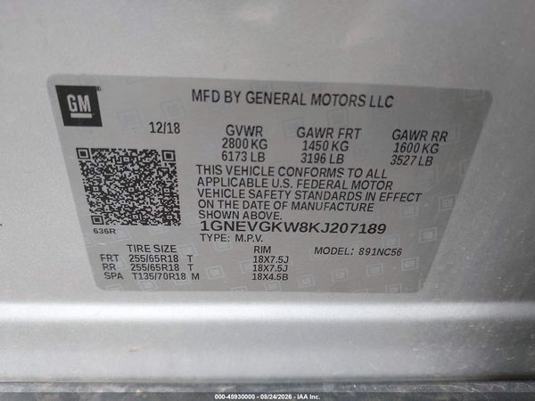 2019 CHEVROLET TRAVERSE 1LT — I9
