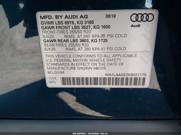 2019 AUDI E-TRON PREMIUM PLUS
