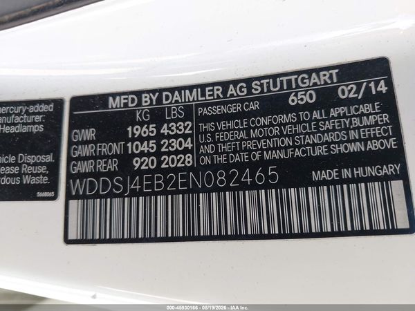 2014 MERCEDES-BENZ CLA 250 CLA250