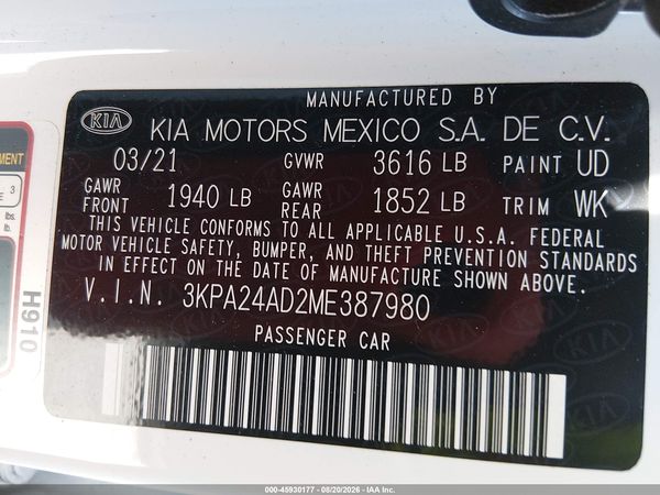 2021 KIA RIO S