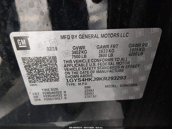2019 CADILLAC ESCALADE ESV LUXURY