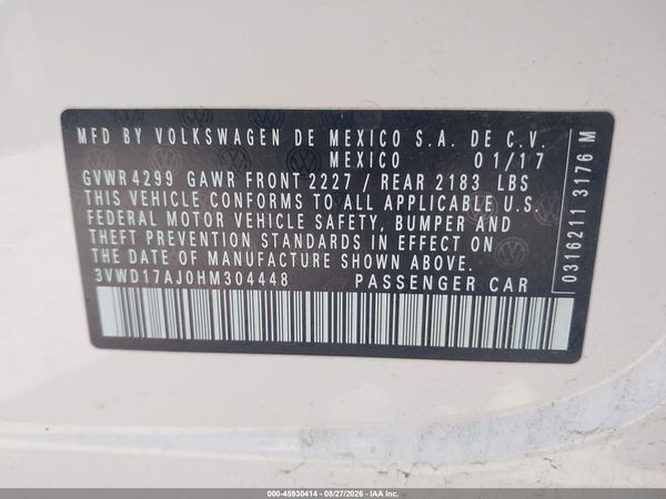 2017 VOLKSWAGEN JETTA 1.8T SPORT — I9