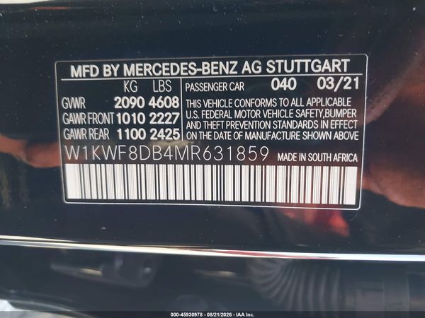 2021 MERCEDES-BENZ C 300 SEDAN — I9