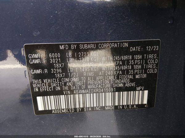 2024 SUBARU ASCENT PREMIUM 7-PASSENGER — I9