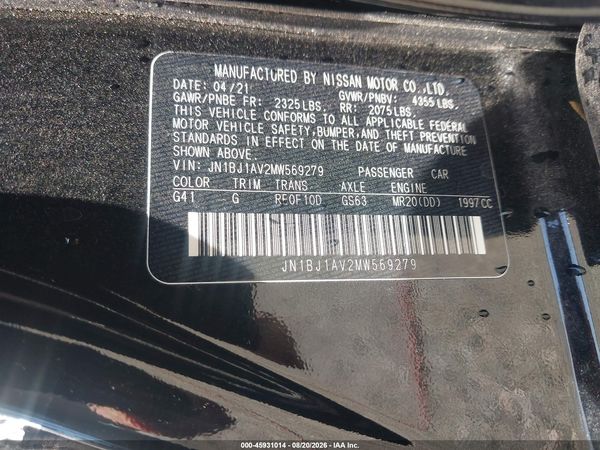 2021 NISSAN ROGUE SPORT S FWD XTRONIC CVT — I9