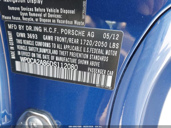 2013 PORSCHE BOXSTER