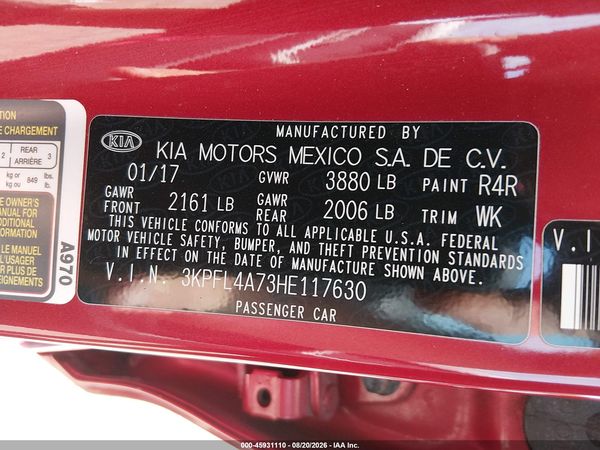 2017 KIA FORTE S