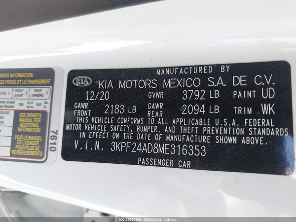 2021 KIA FORTE LXS