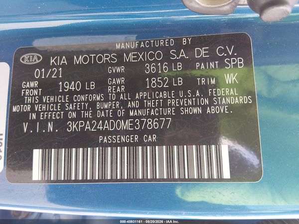 2021 KIA RIO S