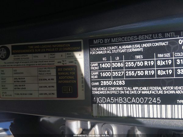 2012 MERCEDES-BENZ ML 350 4MATIC