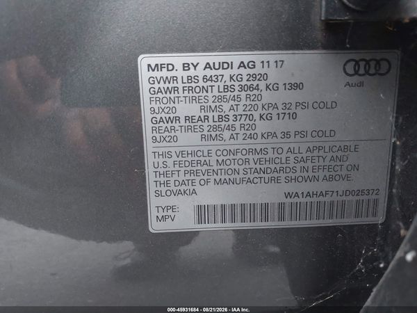 2018 AUDI Q7 2.0T PREMIUM
