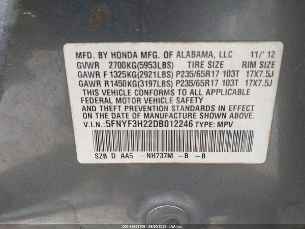 2013 HONDA PILOT LX