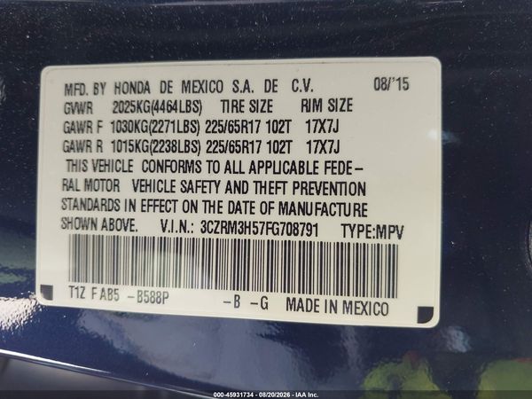 2015 HONDA CR-V EX