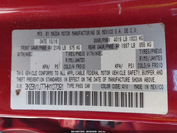2017 MAZDA MAZDA3 SPORT