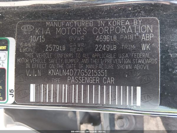 2016 KIA CADENZA Luxury