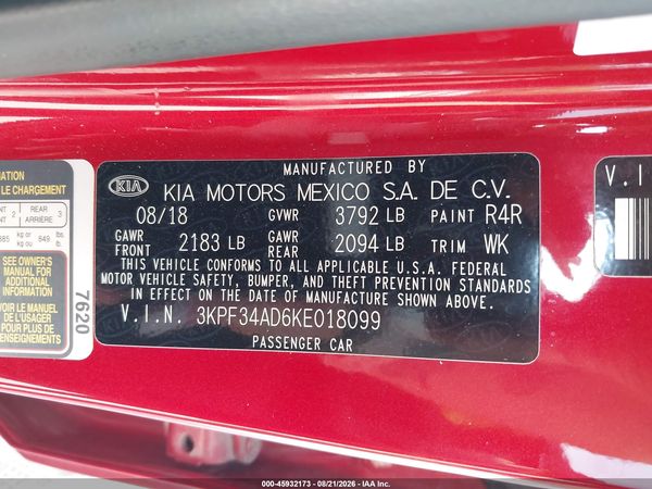 2019 KIA FORTE S