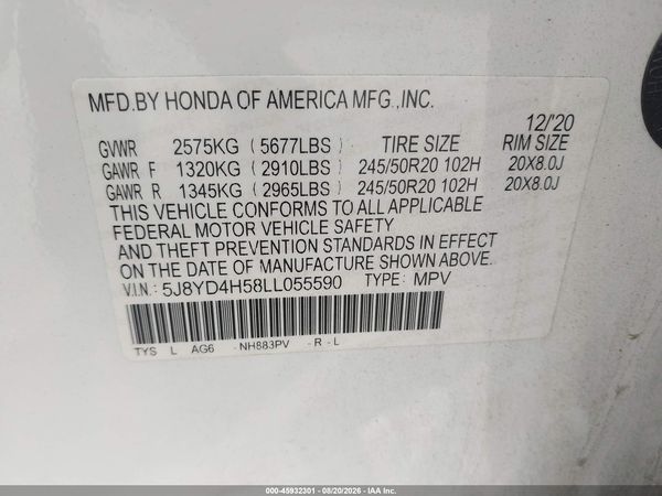 2020 ACURA MDX TECHNOLOGY PACKAGE