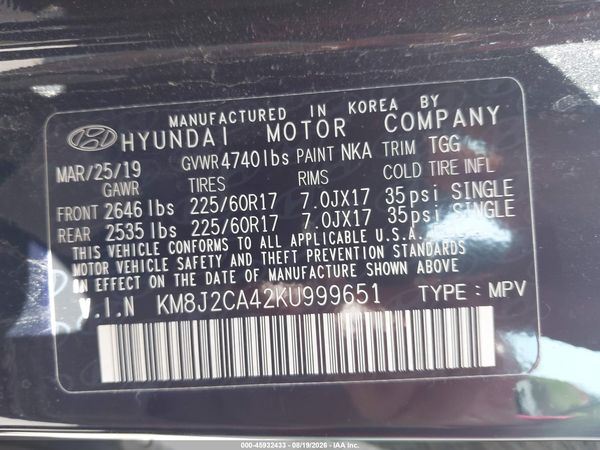 2019 HYUNDAI TUCSON SE — I9