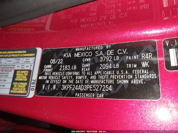 2023 KIA FORTE LXS