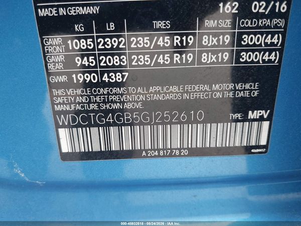 2016 MERCEDES-BENZ GLA 250 4MATIC
