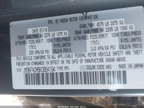 2019 MAZDA CX-5 TOURING — I9