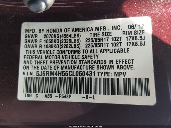 2012 HONDA CR-V EX