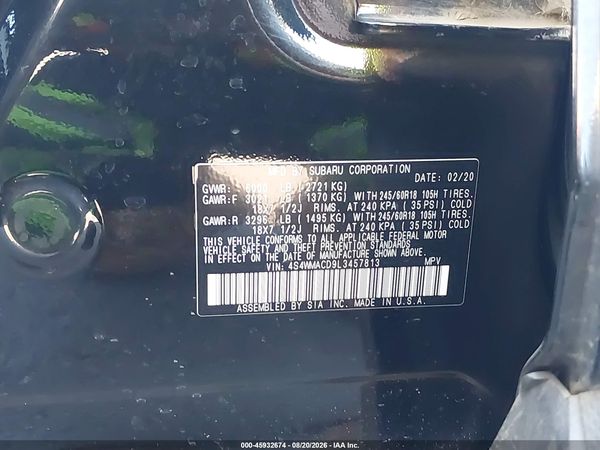 2020 SUBARU ASCENT PREMIUM — I9