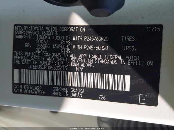 2016 TOYOTA 4RUNNER LIMITED