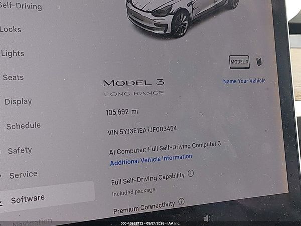 2018 TESLA MODEL 3 LONG RANGE/MID RANGE